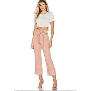 Lovers & Friends Size Medium Annette Linen Paperbag Pants Cropped Frayed